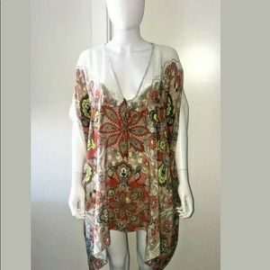 ALEXIS *Helen* silk print poncho tunic dress OS
